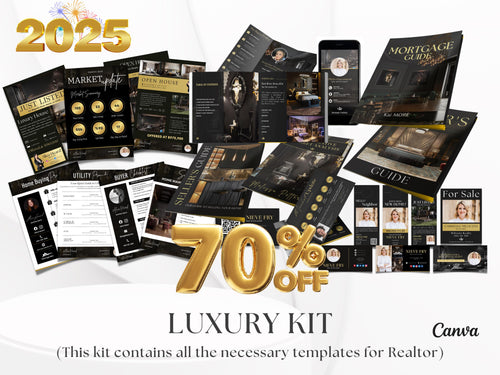 2025 Luxury Gold Real Estate Templates Canva, Realtor Marketing, Real Estate Social Media, High Quality Realtor Branding, Realtor Tools,