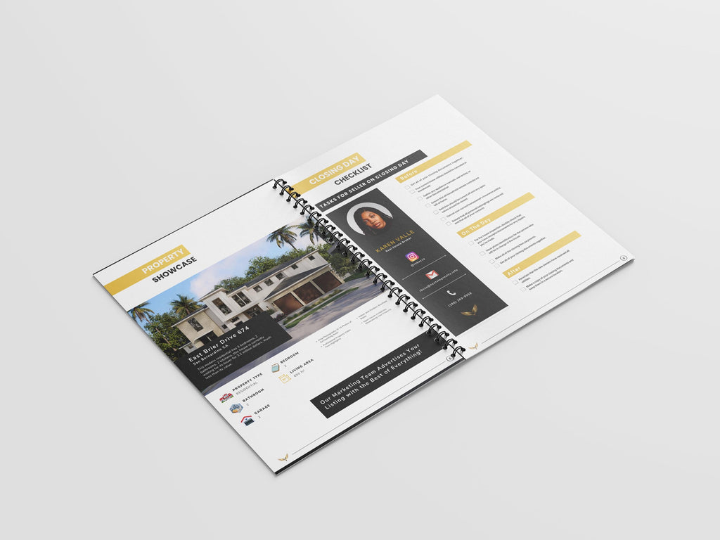 Luxury Listing presentation, Sellers Guide, High-End Design, Black and White Design, Gold and Black Design, Canva