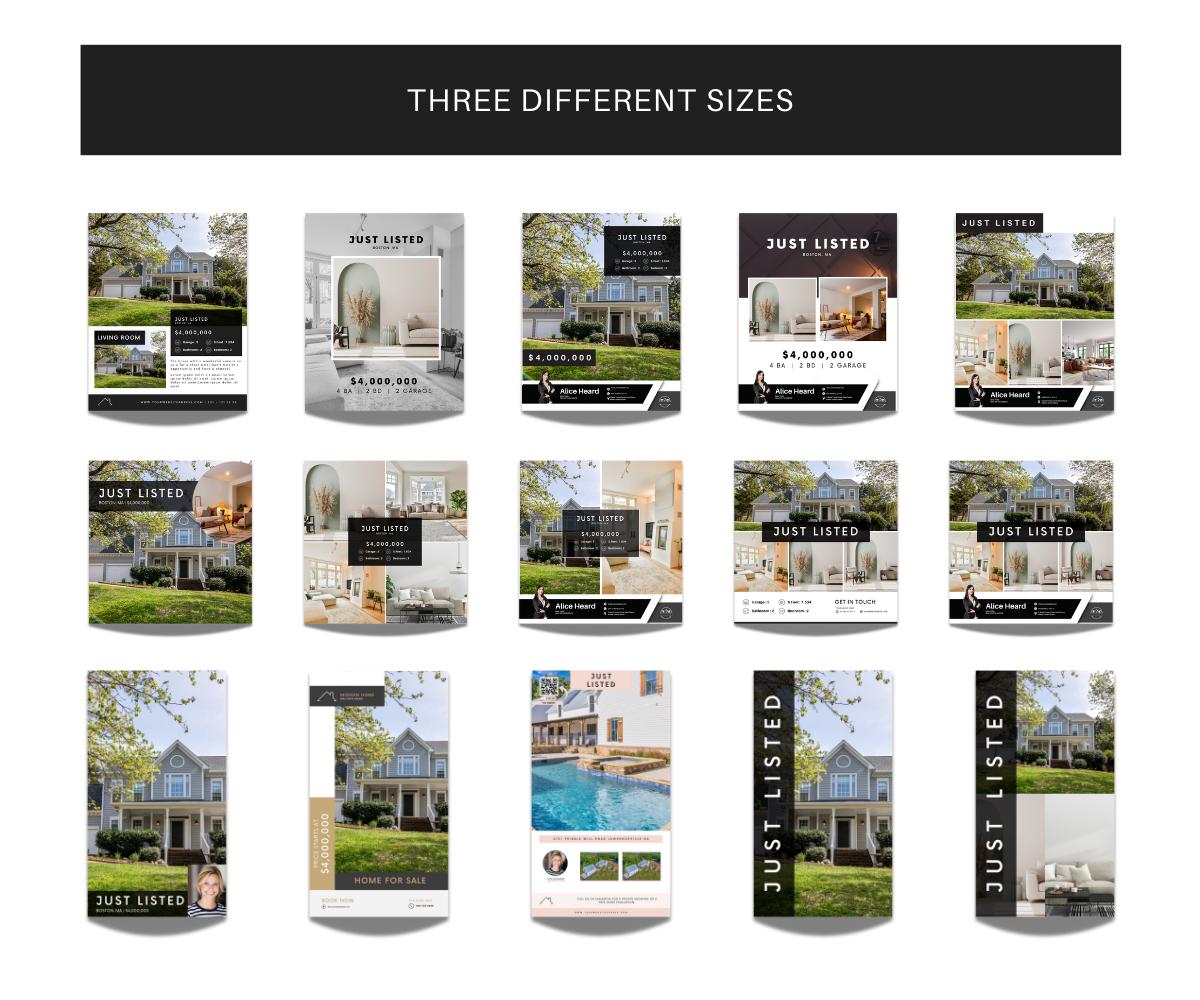 Premium Quality Just Listed Social Media Posts | Listing Updates | Just Listed Instagram Posts an Stories Templates | Canva | 3 Sizes