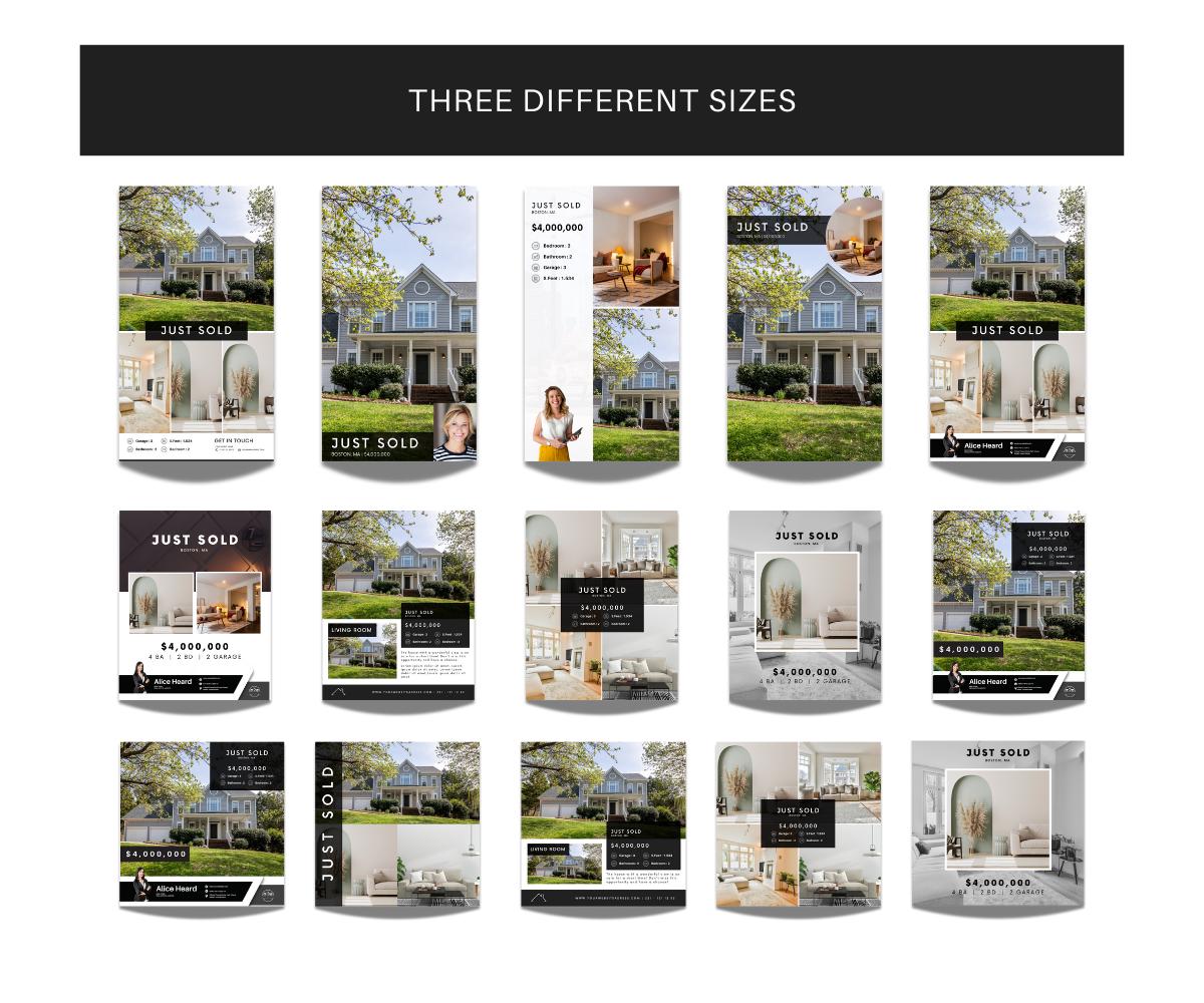 Just Sold Premium Quality Social Media Posts |Just Sold Instagram Posts and Stories | Real Estate Marketing | Three Different Sizes | Canva
