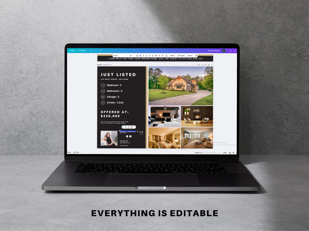 Real Estate Premium Postcards | Realtor Postcards | Just Listed, Just Sold Postcard | Under Contract | Unique Designs | Canva Editable 2026