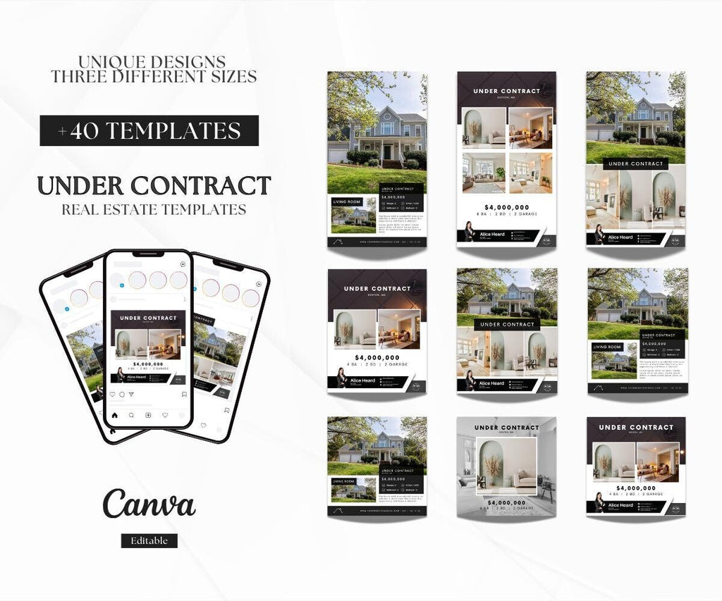 Under Contract Premium Quality Social Media Posts | Listing Updates | Real Estate Marketing | Instagram Posts and Stories | Canva