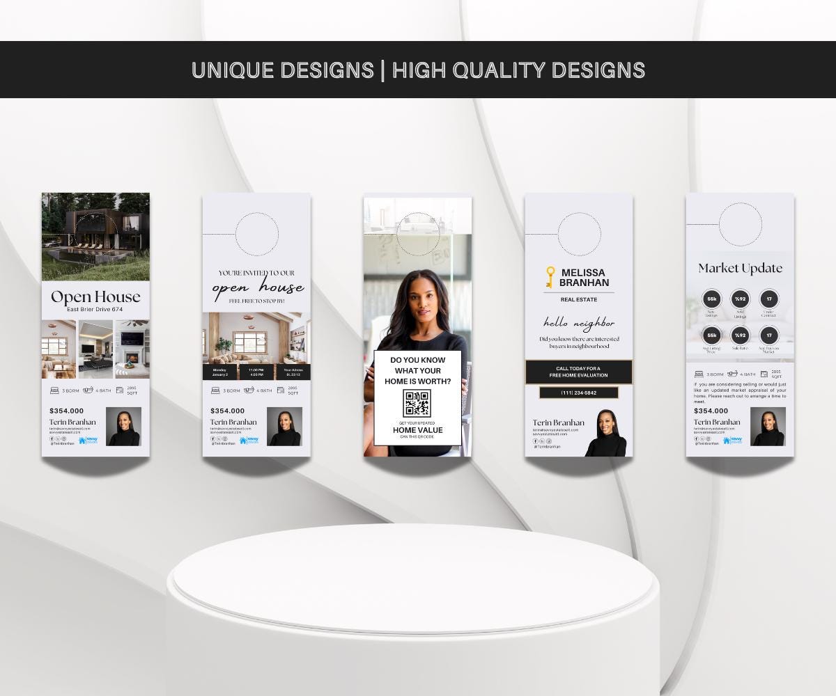 Real Estate Door Hangers | Door Hanger Bundle | Real Estate Farming | Realtor Branding | Editable Canva Templates | 2025