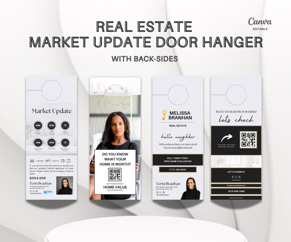 Market Update Door Hanger | Market Update | Door Hangers Editable | Canva Door Hanger With Back-Sides | 2025