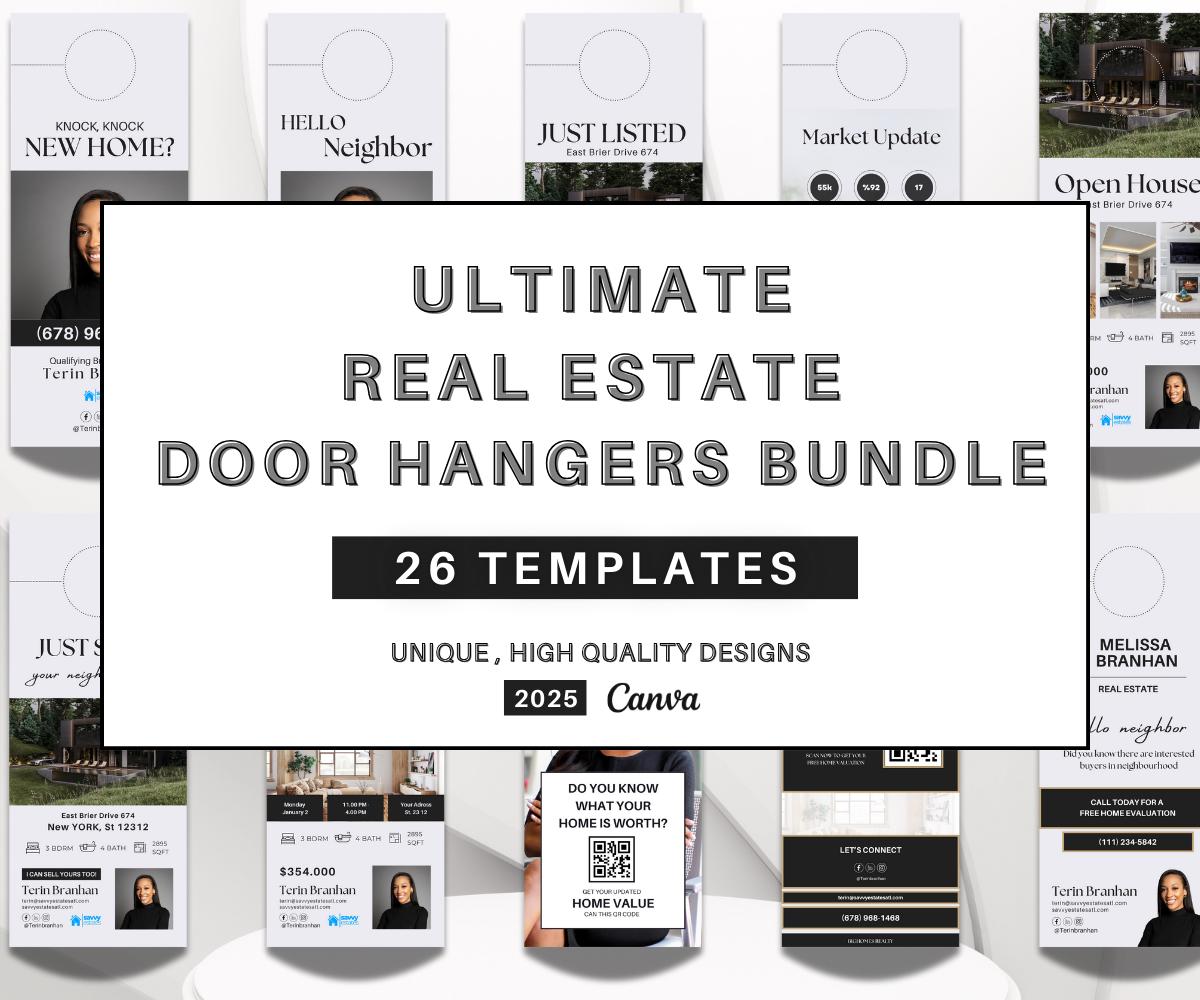 Ultimate Real Estate Door Hangers | Door Hanger Bundle | Real Estate Farming | Realtor Branding | Editable Canva Templates | 2025