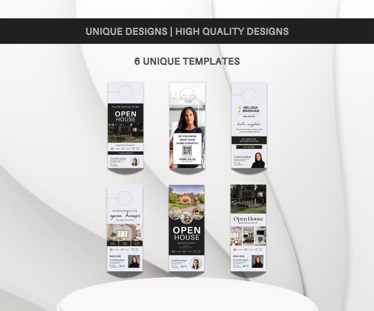 Open House Door Hangers | Door Hangers with Back-Side | Real Estate Door Hangers | Editable Door Hangers | Real Estate Farming | Canva 2025