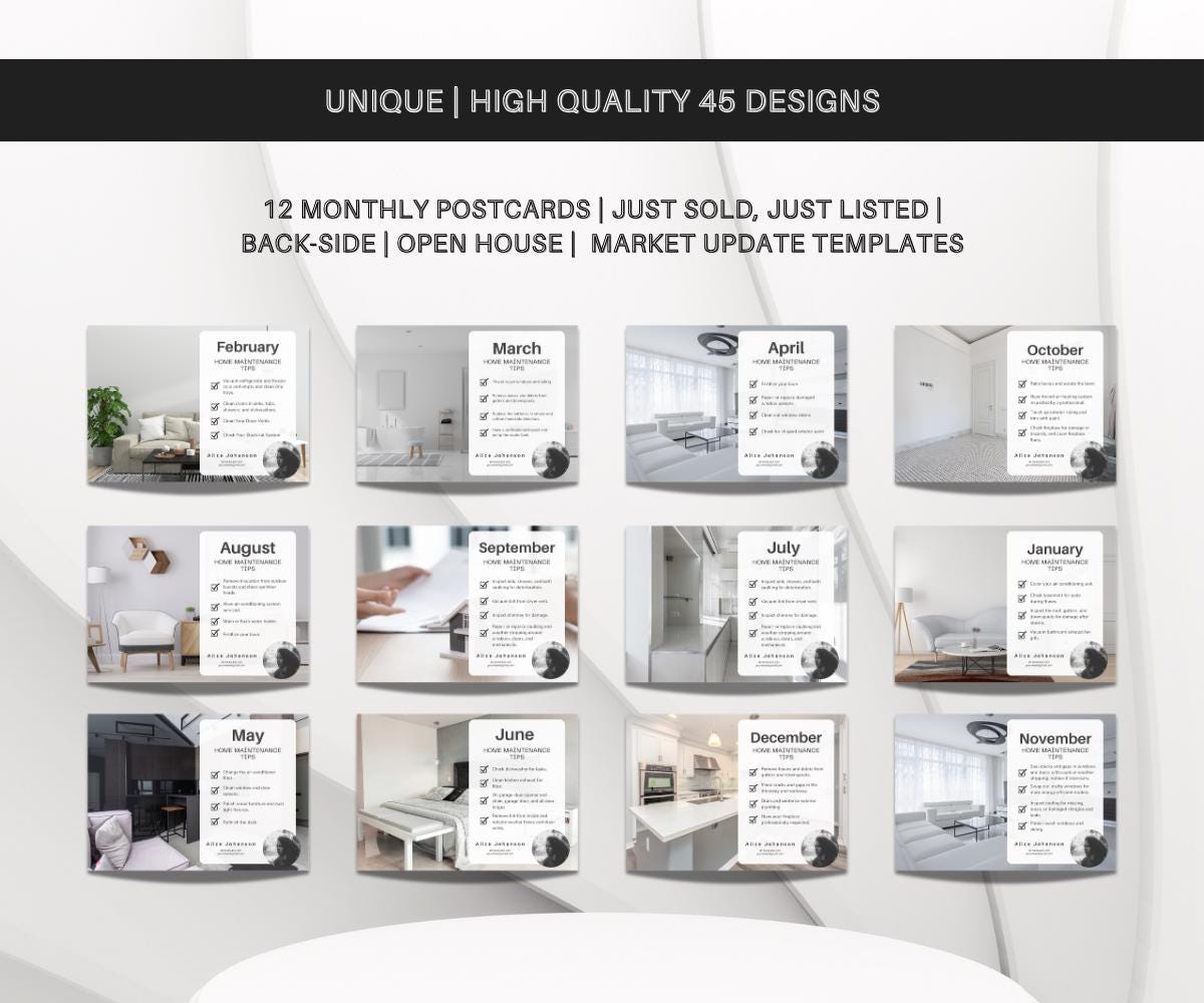 Real Estate Premium Postcards | Ultimate Postcard Bundle | Just Listed, Just Sold Postcard | Under Contract | Unique Designs | Canva 2025