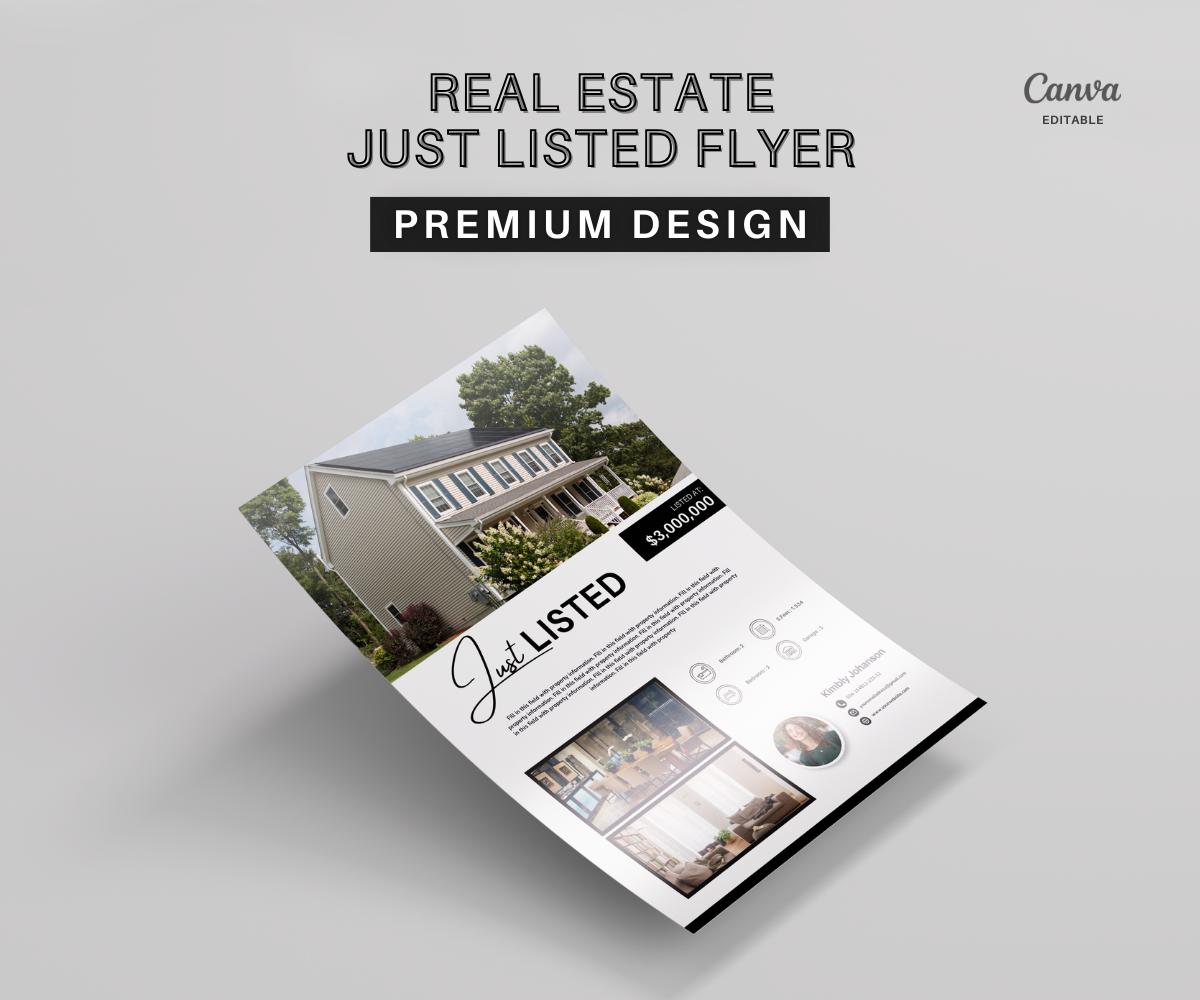 Just Listed Flyer, Listing Update Flyer, Premium Quality Flyer | Canva Flyer | Real Estate Marketing | Real Estate Farming | 2026 Design
