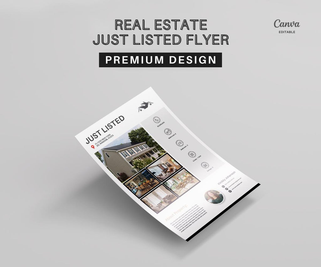 Just Listed Flyer 2, Listing Update Flyer, Premium Quality Flyer | Canva Flyer | Real Estate Marketing | Real Estate Farming | 2026 Design