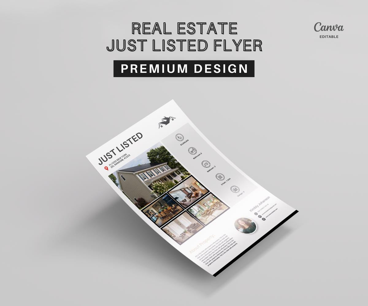 Just Listed Flyer 2, Listing Update Flyer, Premium Quality Flyer | Canva Flyer | Real Estate Marketing | Real Estate Farming | 2026 Design