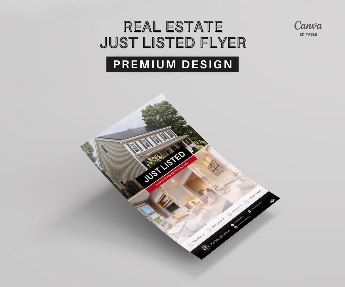 Just Listed Flyer 5, Listing Update Flyer, Premium Quality Flyer | Canva Flyer | Real Estate Marketing | Real Estate Farming | 2026 Design