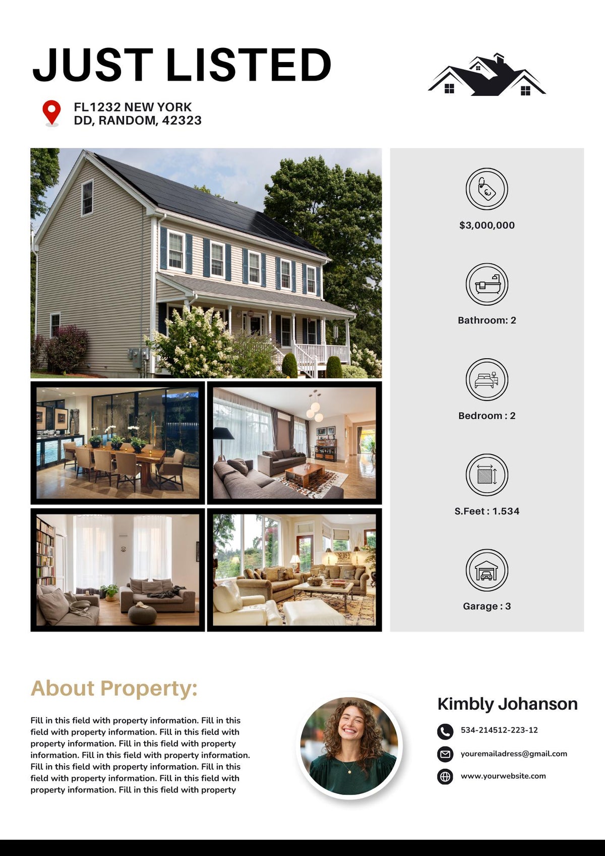 Just Listed Flyer 2, Listing Update Flyer, Premium Quality Flyer | Canva Flyer | Real Estate Marketing | Real Estate Farming | 2026 Design