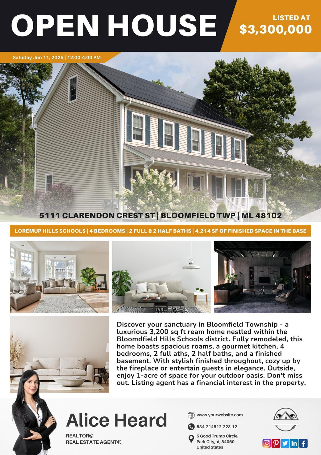 Open House Flyer 3 | Real Estate Open House Flyer Template | Just Listed Flyer | Real Estate Farming | Editable Canva Template | 2026 Design