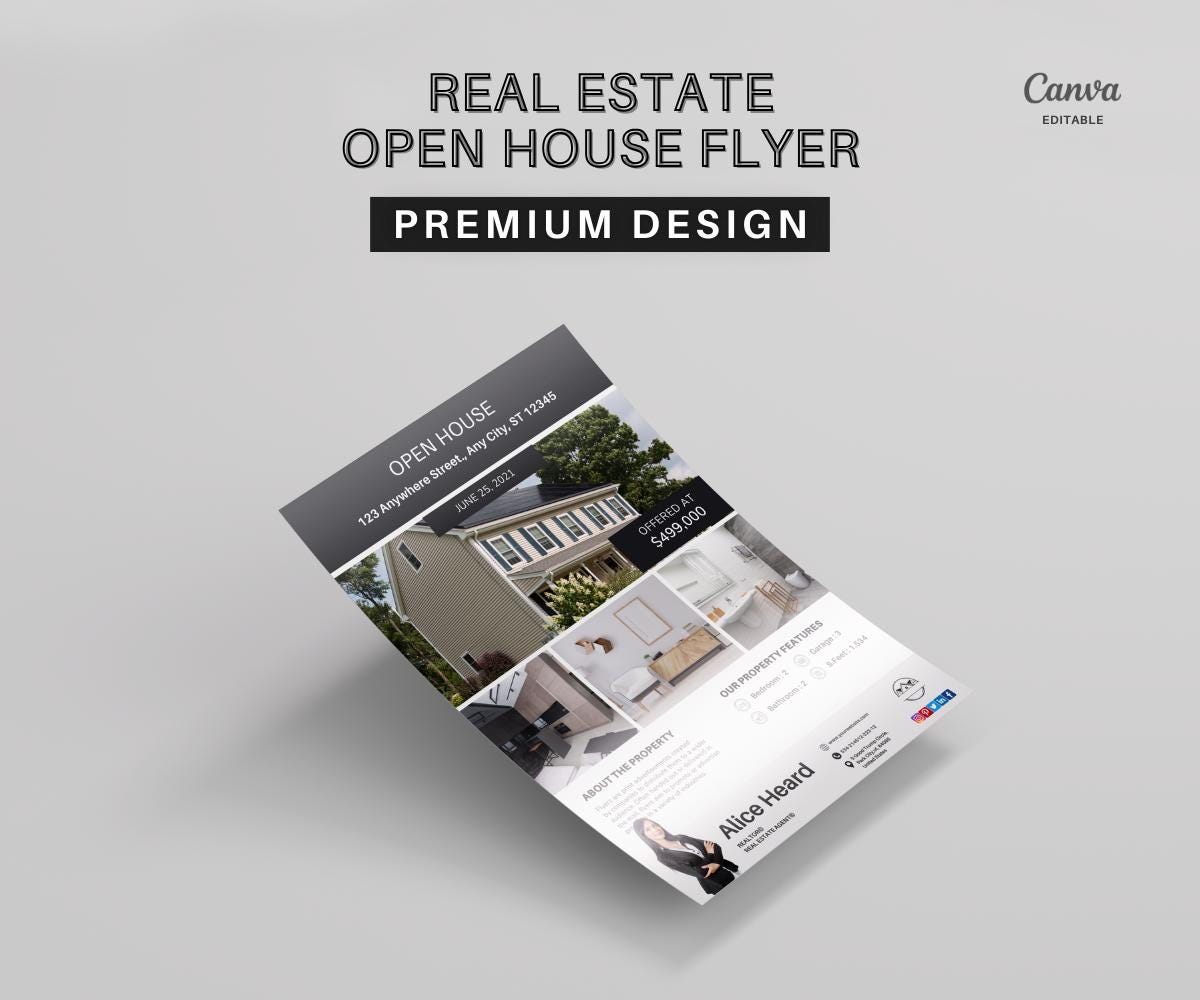 Open House Flyer 5 | Real Estate Open House Flyer Template | Just Listed Flyer | Real Estate Farming | Editable Canva Template | 2026 Design