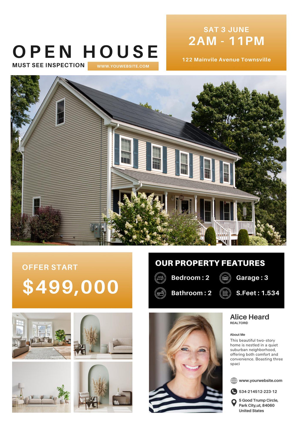 Open House Flyer 5 | Real Estate Open House Flyer Template | Just Listed Flyer | Real Estate Farming | Editable Canva Template | 2026 Design