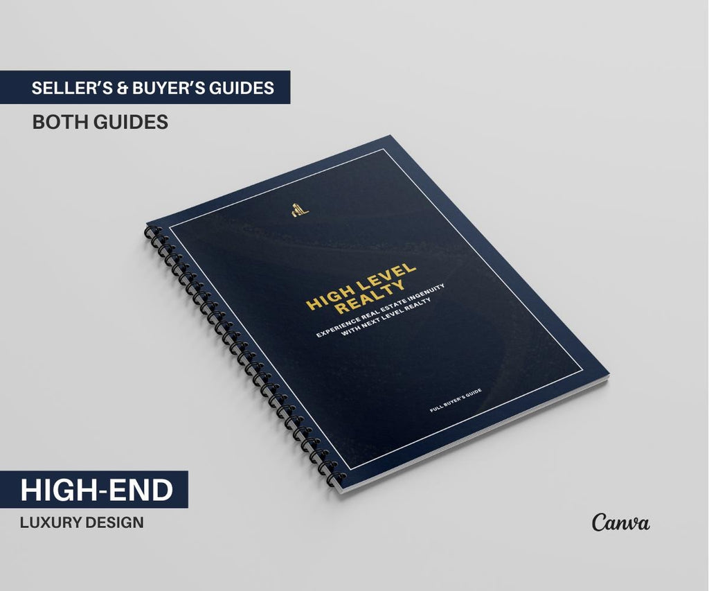 Luxury Navy Blue Guides, Seller's & Buyer's Guides, Listing Presentation, Buyer's Guide, High-End Design, Canva