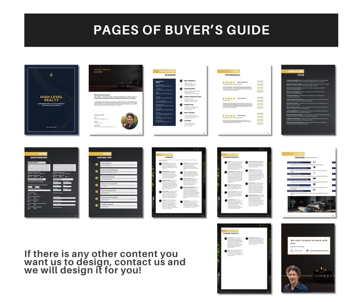 Luxury Navy Blue Guides, Seller's & Buyer's Guides, Listing Presentation, Buyer's Guide, High-End Design, Canva