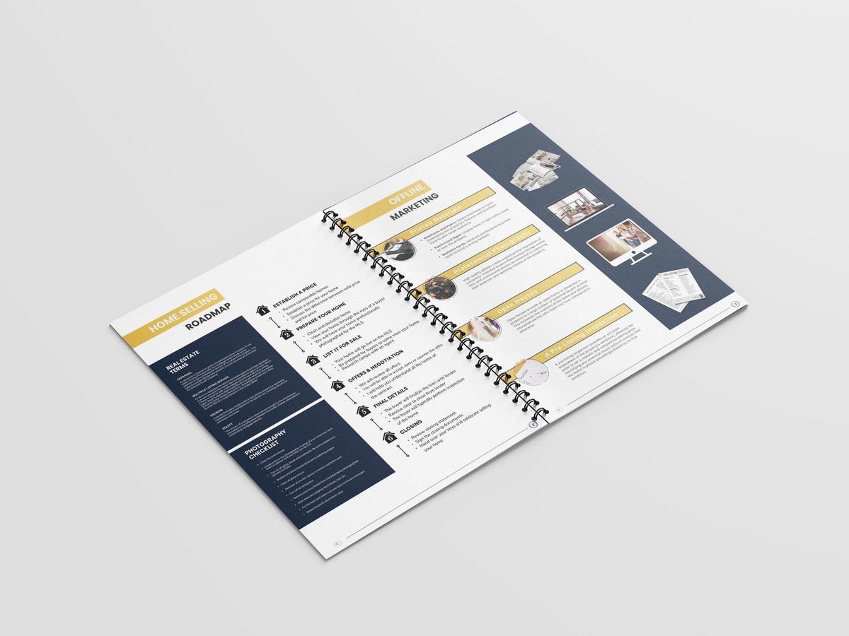 Luxury Navy Blue Guides, Seller's & Buyer's Guides, Listing Presentation, Buyer's Guide, High-End Design, Canva