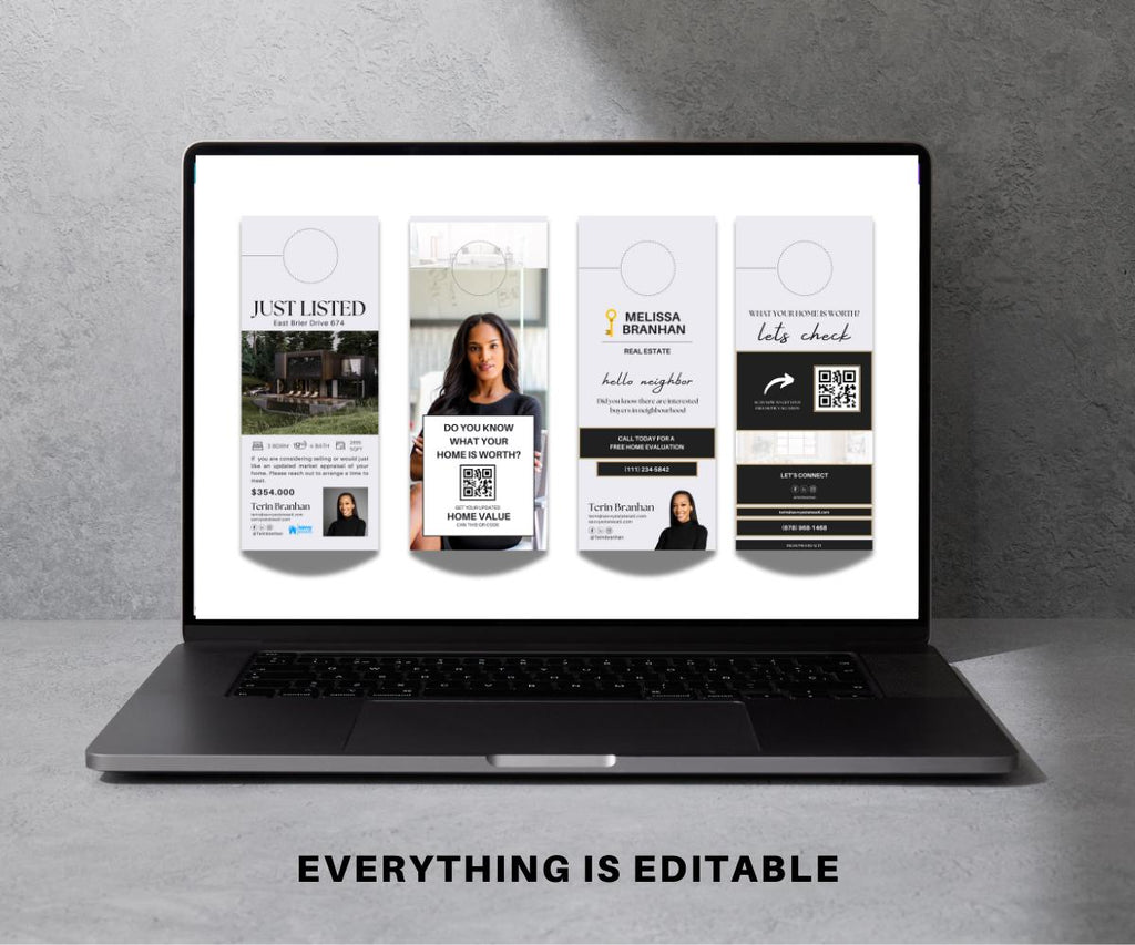 Real Estate Door Hangers | Door Hanger Bundle | Real Estate Farming | Realtor Branding | Editable Canva Templates | 2025