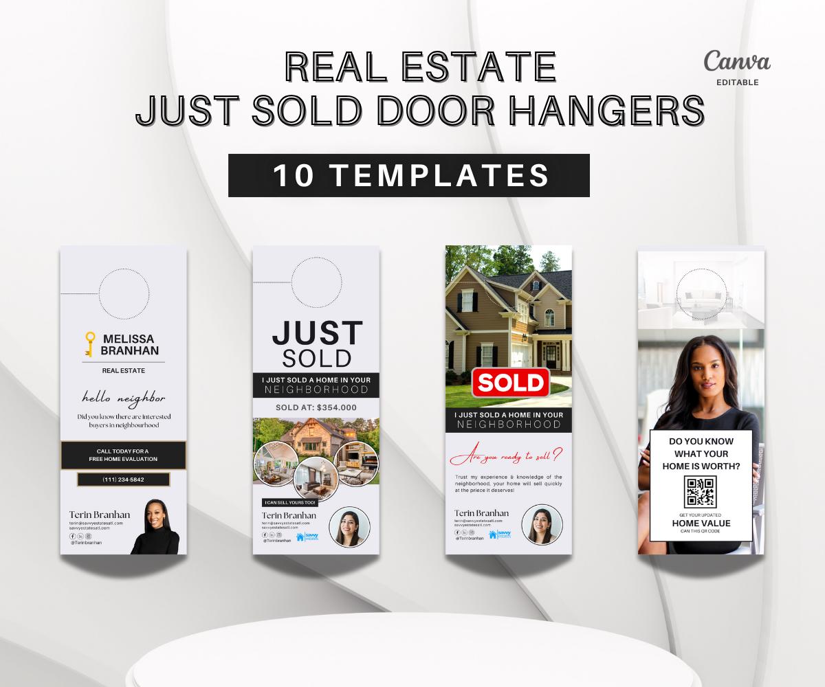 Just Sold Door Hangers | Door Hangers with Back-Side | Real Estate Door Hangers | Editable Door Hangers | Real Estate Farming | Canva 2025