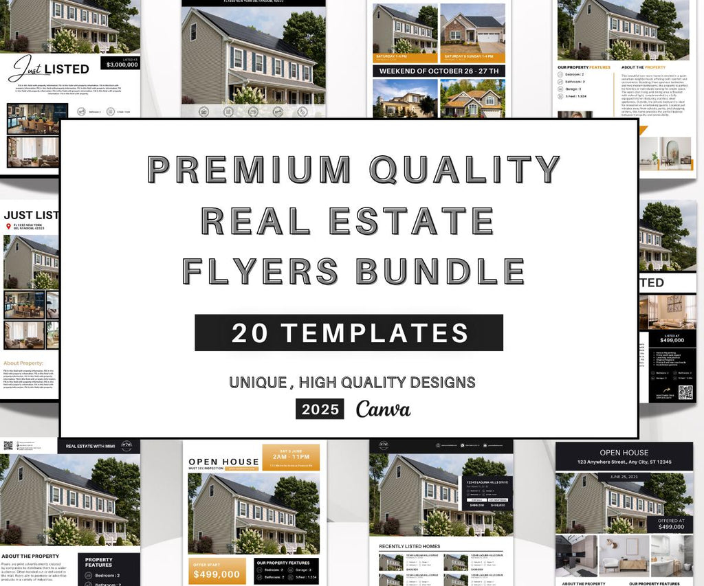 High Quality Real Estate Flyer Bundle | Realtor Flyer Templates | Real Estate Marketing Flyers | Just Listed | Just Sold | Open House | 2025