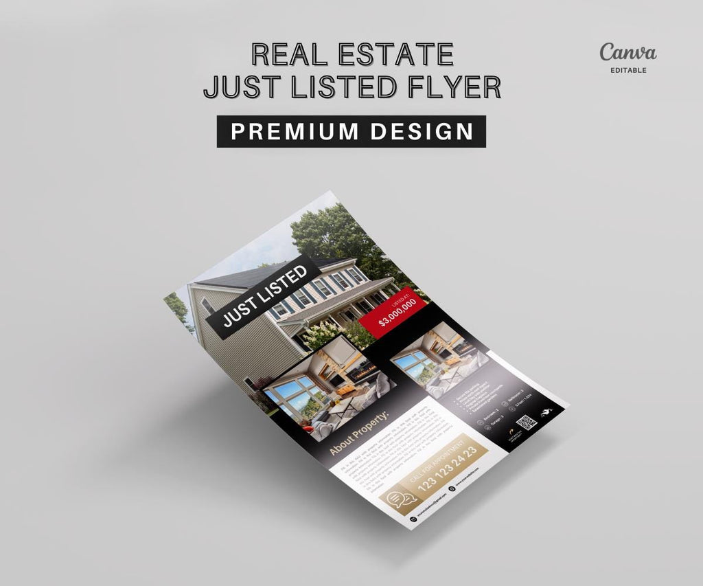 Just Listed Flyer 4, Listing Update Flyer, Premium Quality Flyer | Canva Flyer | Real Estate Marketing | Real Estate Farming | 2026 Design