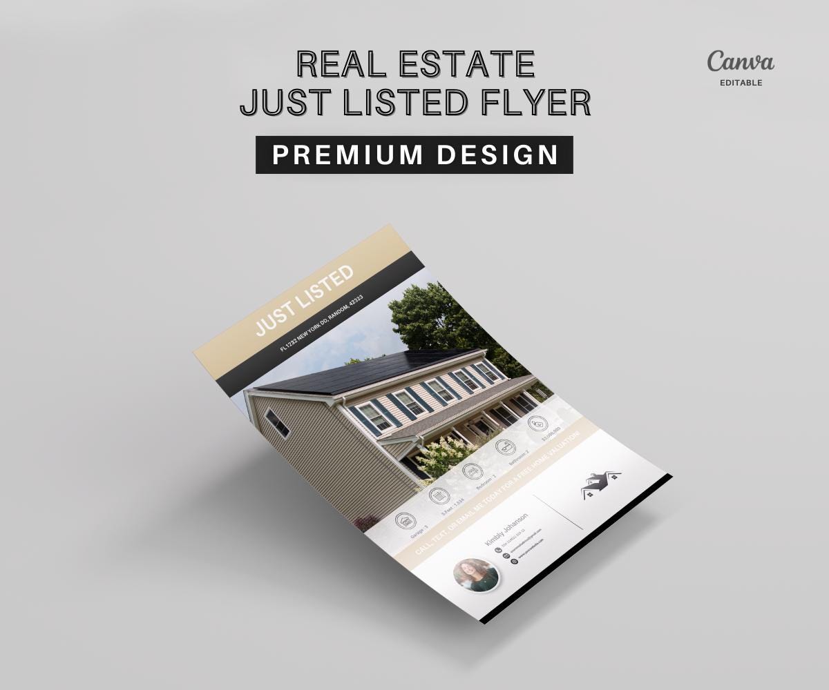 Just Listed Flyer 7, Listing Update Flyer, Premium Quality Flyer | Canva Flyer | Real Estate Marketing | Real Estate Farming | 2026 Design