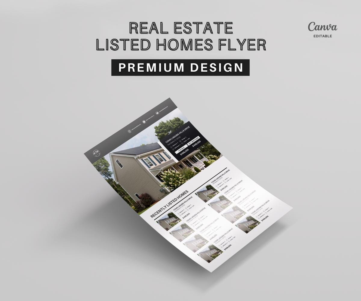 Just Listed Flyer, Listing Update Flyer, Premium Quality Flyer | Canva Flyer | Real Estate Marketing | Real Estate Farming | 2026 Design