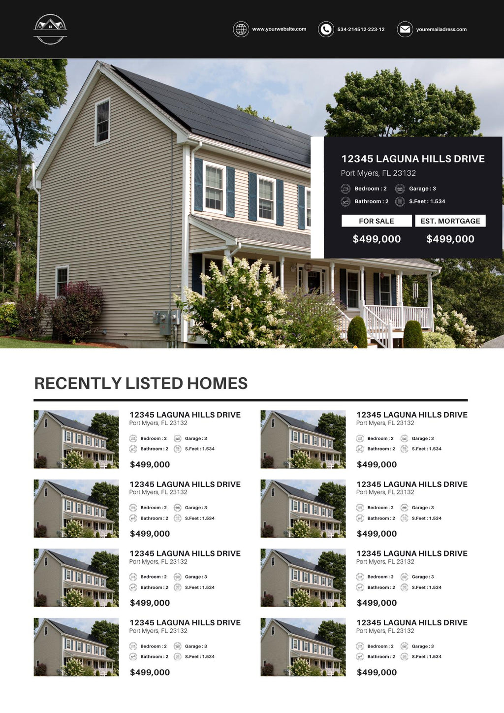 Just Listed Flyer, Listing Update Flyer, Premium Quality Flyer | Canva Flyer | Real Estate Marketing | Real Estate Farming | 2026 Design