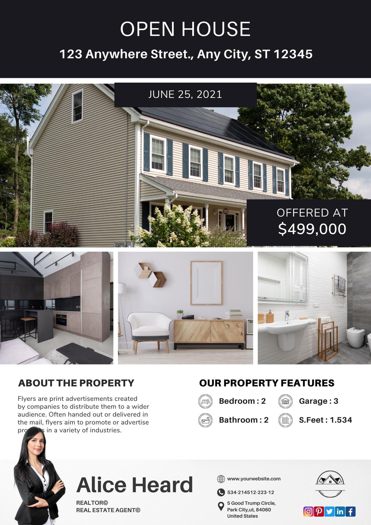 Open House Flyer 5 | Real Estate Open House Flyer Template | Just Listed Flyer | Real Estate Farming | Editable Canva Template | 2026 Design