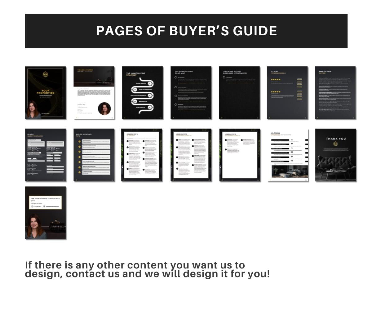 Seller's & Buyer's Guides, Listing Presentation, Buyer's Guide, Seller's Guide, Luxury Designs, Luxury Guides, Canva