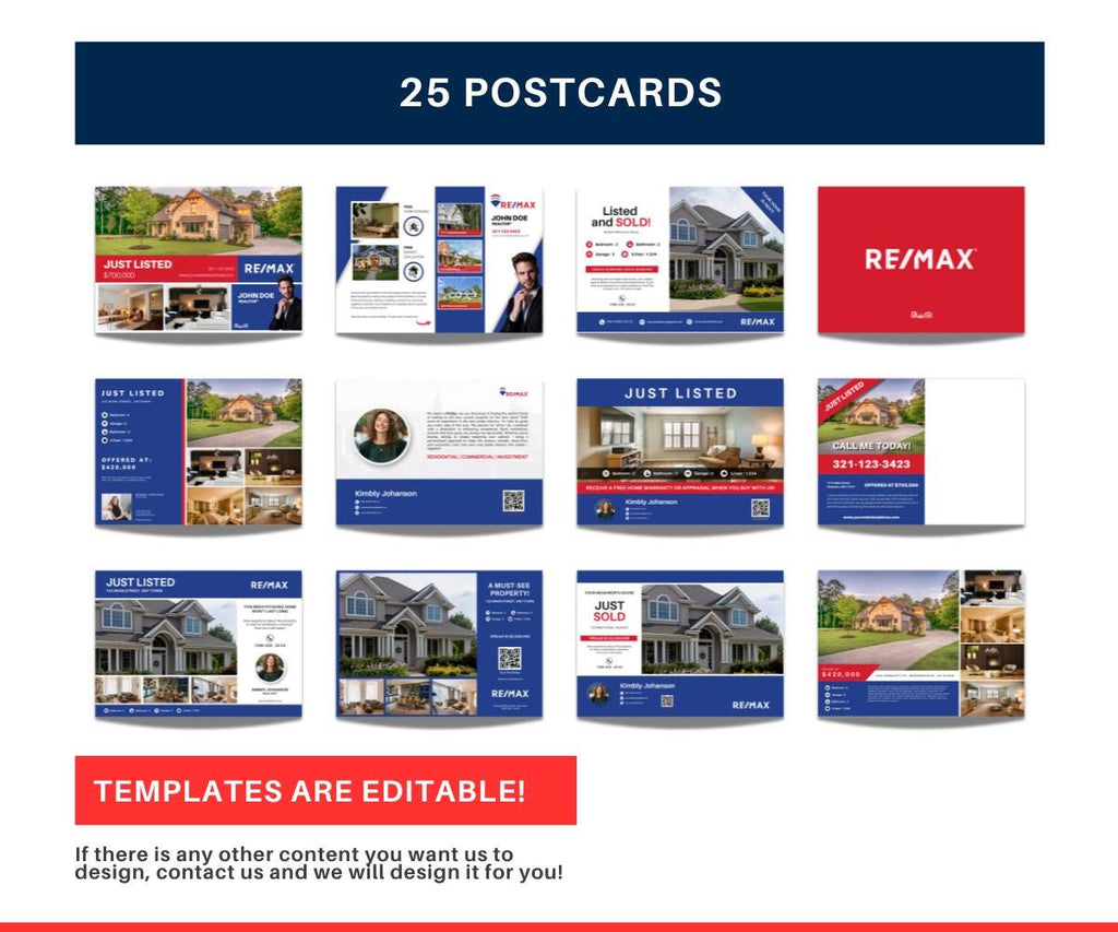 RE/MAX Postcard Template | Real Estate Marketing Card | Editable Canva Realtor Template | Just Listed Sold Farming Cards