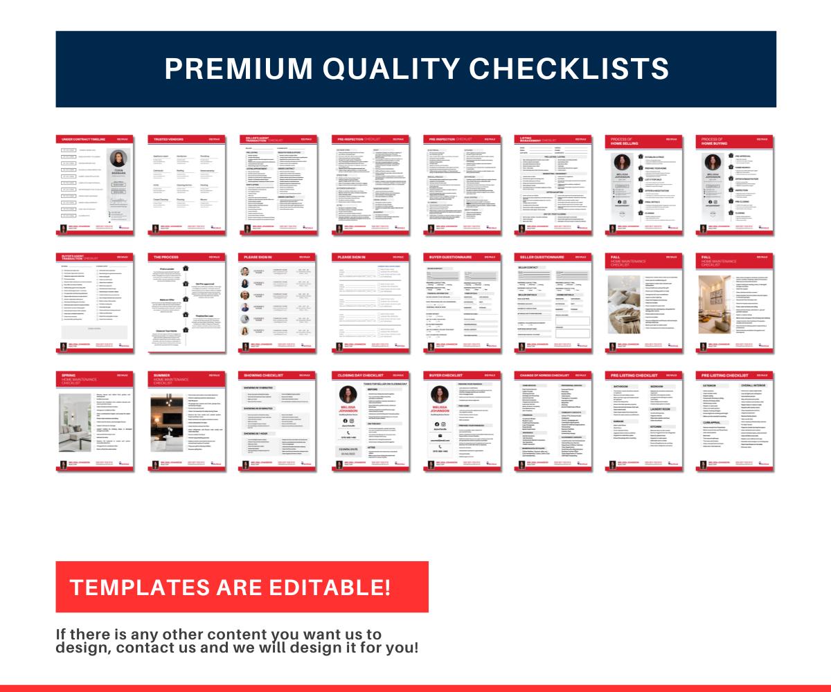 RE/MAX Real Estate Checklist Bundle | Editable Canva Templates | Seller, Buyer & Transaction Coordination Forms | Remax Canva