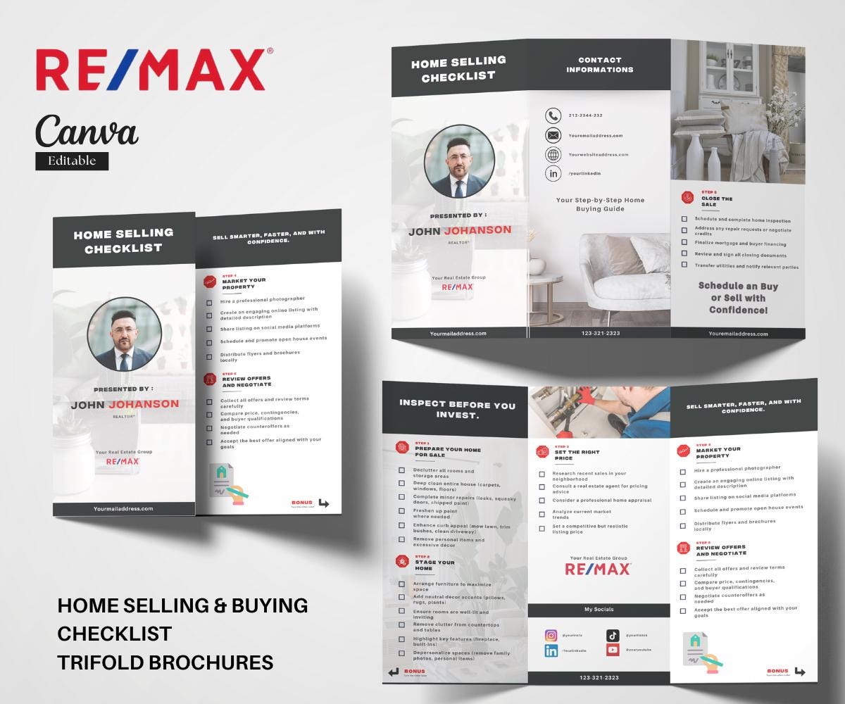 Ultimate RE/MAX Realtor Marketing Kit | Red, Blue Templates | Editable Canva Templates | Flyers, Guides, Checklists & More