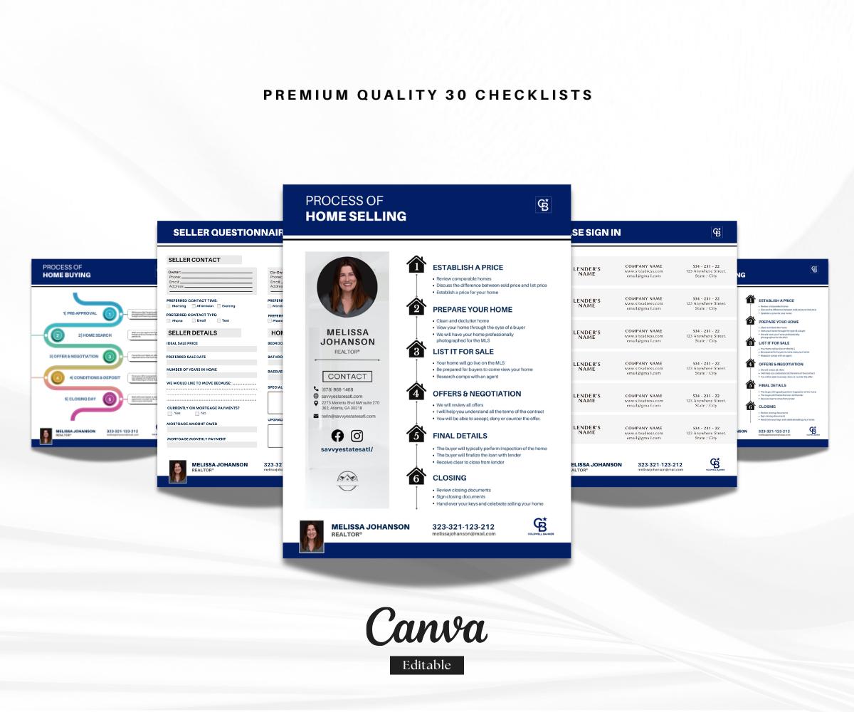 Coldwell Banker Real Estate Marketing Bundle | Blue Templates | Sellers & Buyers Guide, Flyers, Checklists, Social Media Templates | Canva