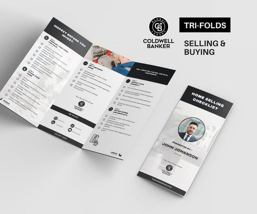 Black and White Coldwell Banker Luxury Trifold Brochures | Selling & Buying Guide | Modern Real Estate Marketing Template | Editable Canva