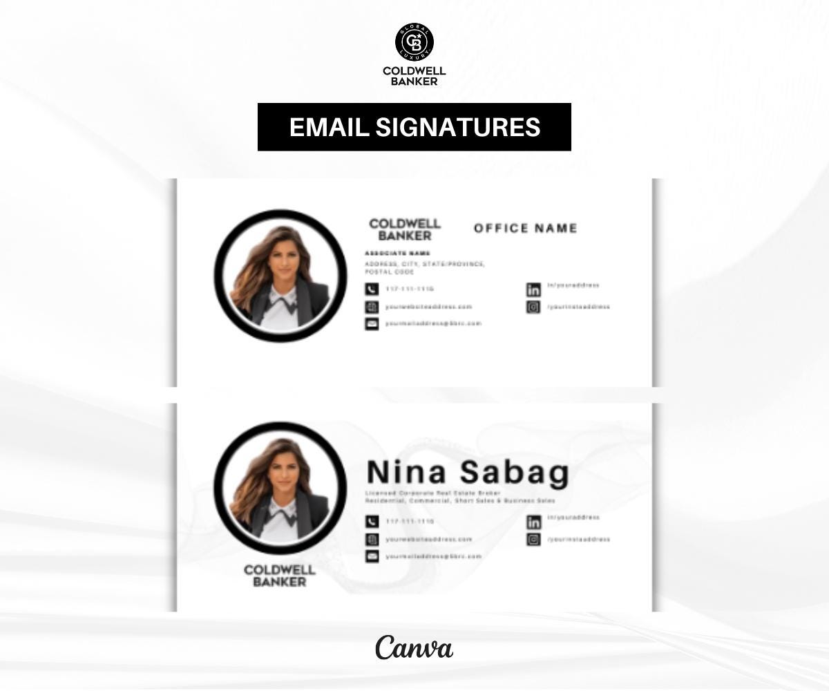 Coldwell Banker Luxury Email Signature | Black & White Realtor Signature Template | Editable Canva Design | Modern Real Estate Branding