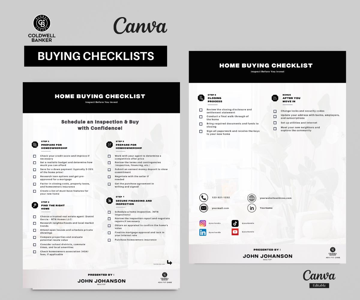 Home Selling & Buying Checklists | Printable Real Estate Seller’s Checklist | Coldwell Banker Luxury | PDF Download | Editable Canva