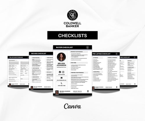 34-Pages Real Estate Checklists | Coldwell Banker Luxury | Printable & Editable PDF + Canva Template | Black and White