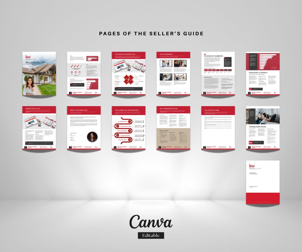 Keller Williams Real Estate Seller & Buyer Guide | Editable Canva Templates | Modern Realtor Marketing Kit | KW Listing Presentation