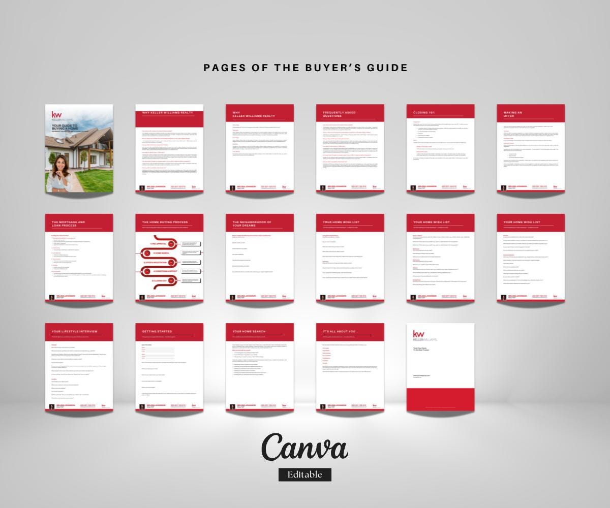 Keller Williams Real Estate Seller & Buyer Guide | Editable Canva Templates | Modern Realtor Marketing Kit | KW Listing Presentation