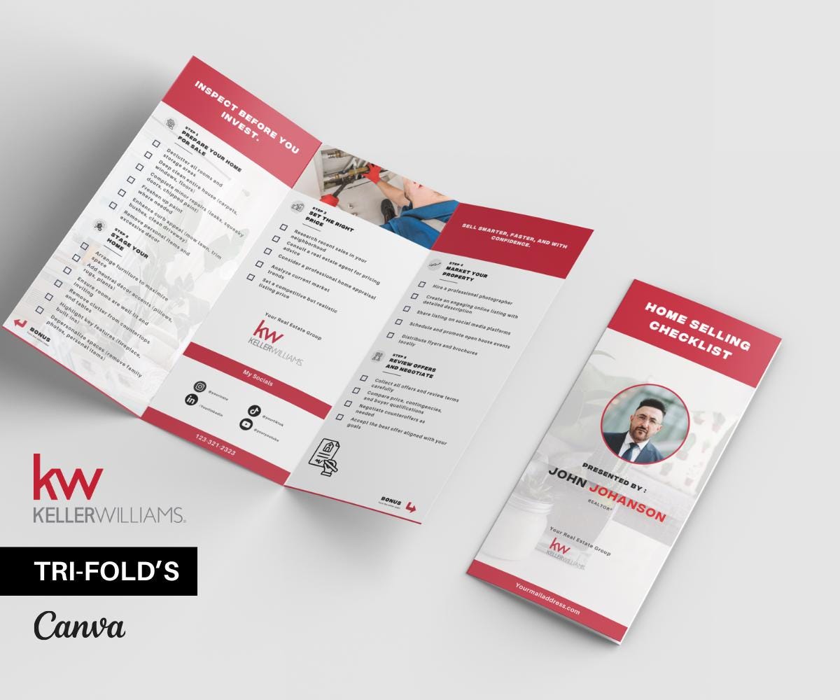 Keller Williams Trifold Brochure Bundle | Home Selling & Buying Guide | Premium Real Estate Canva Template