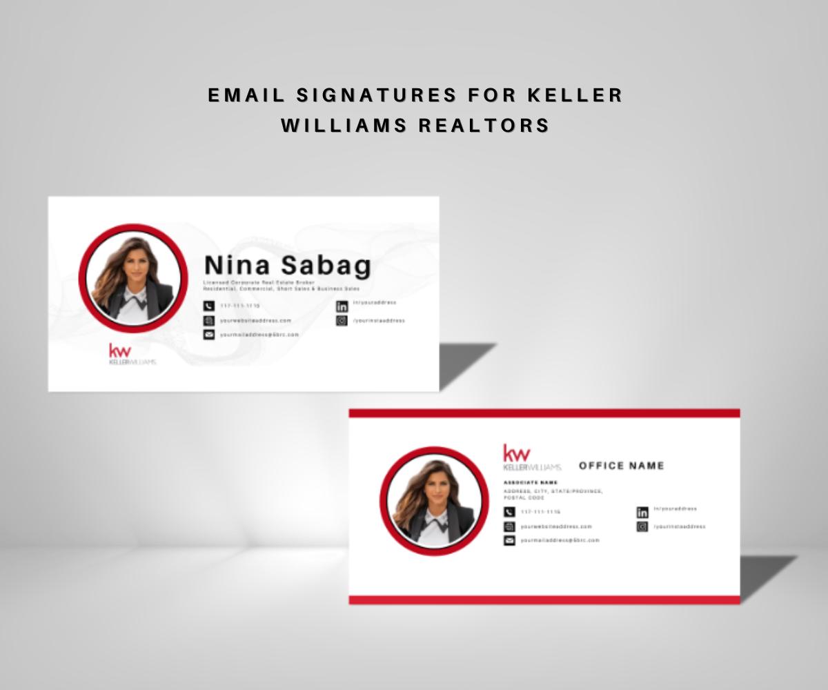 2 Keller Williams Email Signature Templates | Professional Realtor Signature | Red & White KW Branding | Instant Download