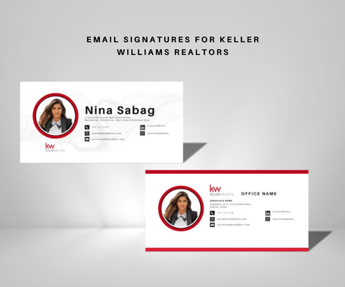 2 Keller Williams Email Signature Templates | Professional Realtor Signature | Red & White KW Branding | Instant Download