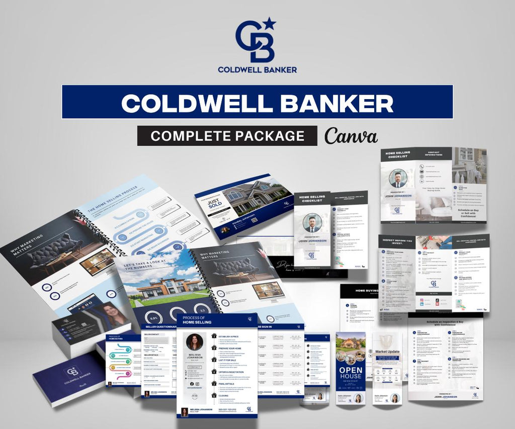 Coldwell Banker Real Estate Marketing Bundle | Blue Templates | Sellers & Buyers Guide, Flyers, Checklists, Social Media Templates | Canva