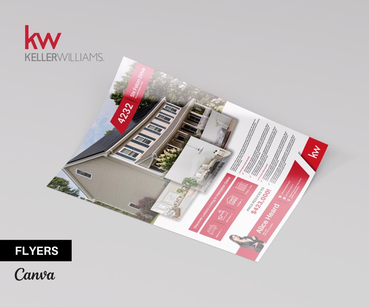 Premium Keller Williams Real Estate Flyer Bundle | 15 Editable Canva Templates | Modern KW Listing Flyers | Realtor Marketing Kit