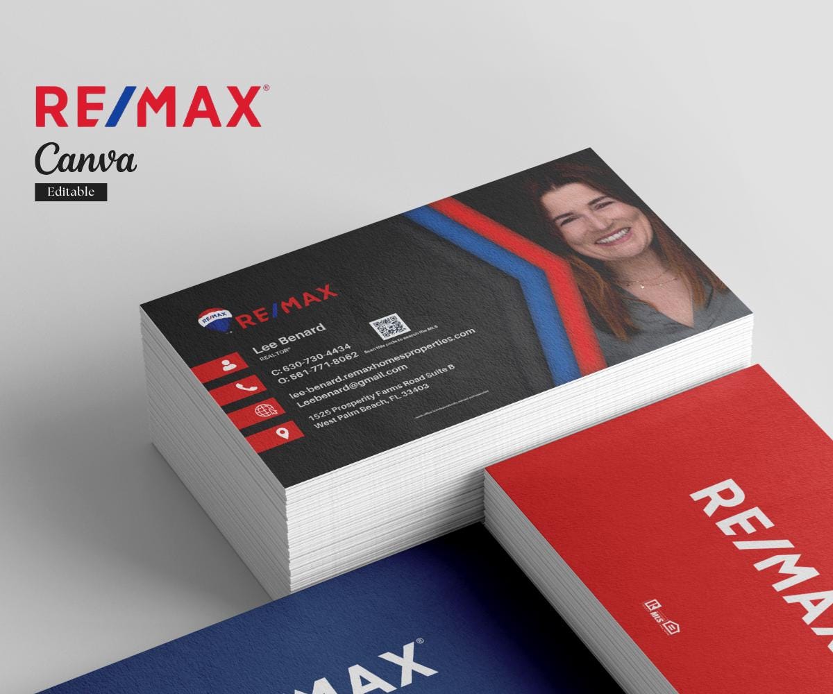 RE/MAX Business Card Template | Editable Canva Realtor Card | Modern Real Estate Agent Branding Card | Remax Canva