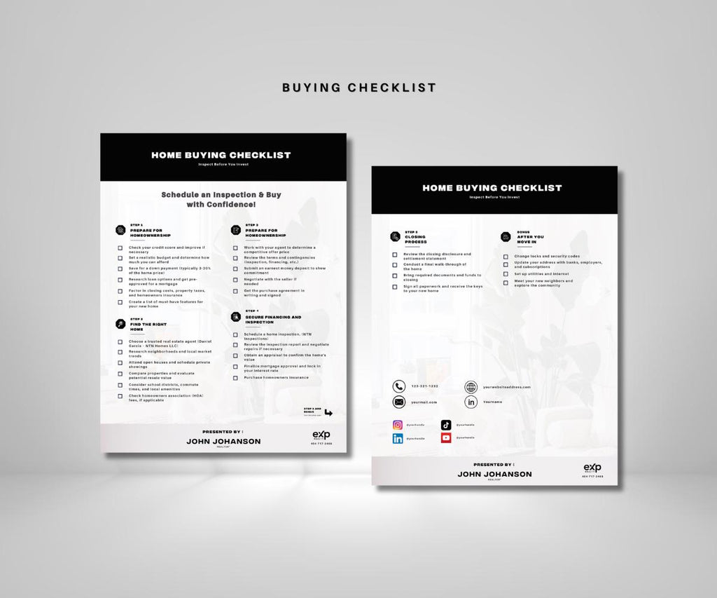 Premium Home Buying & Selling Checklists | 4-Page Real Estate Planner | EXP Realty Branded | Printable PDF | Buyer Seller Guide