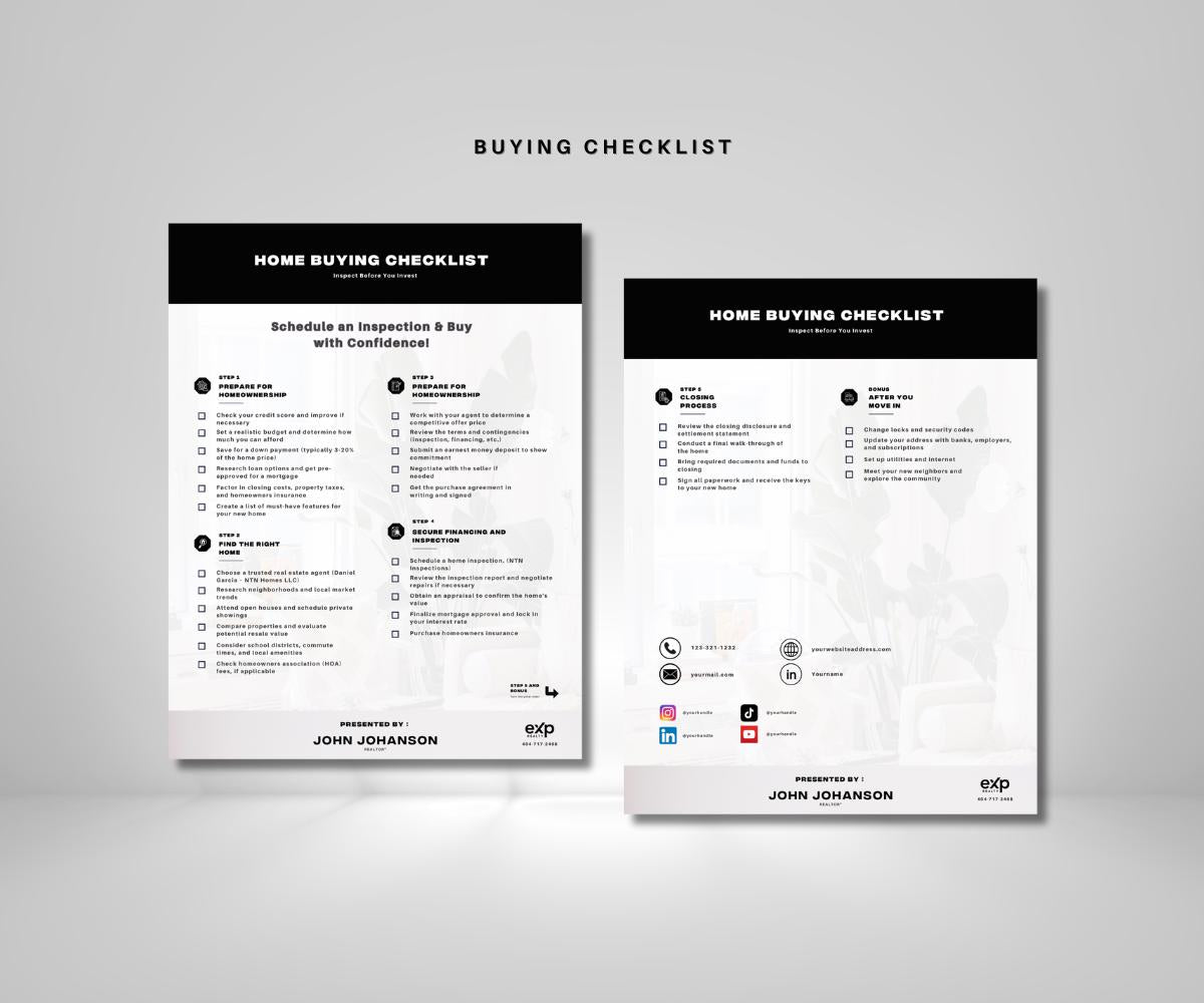 Premium Home Buying & Selling Checklists | 4-Page Real Estate Planner | EXP Realty Branded | Printable PDF | Buyer Seller Guide