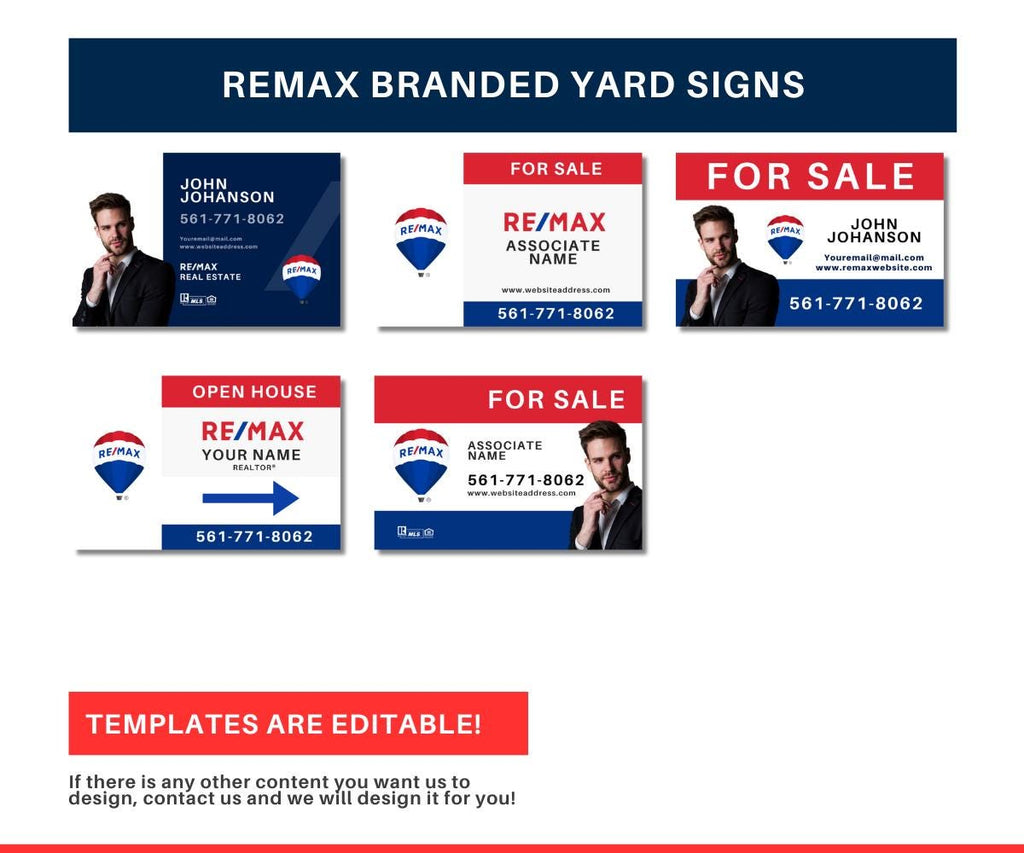 RE/MAX Yard Sign Template | Real Estate For Sale Sign | Editable Canva Template | Open House Agent Sign | Printable Realtor Sign